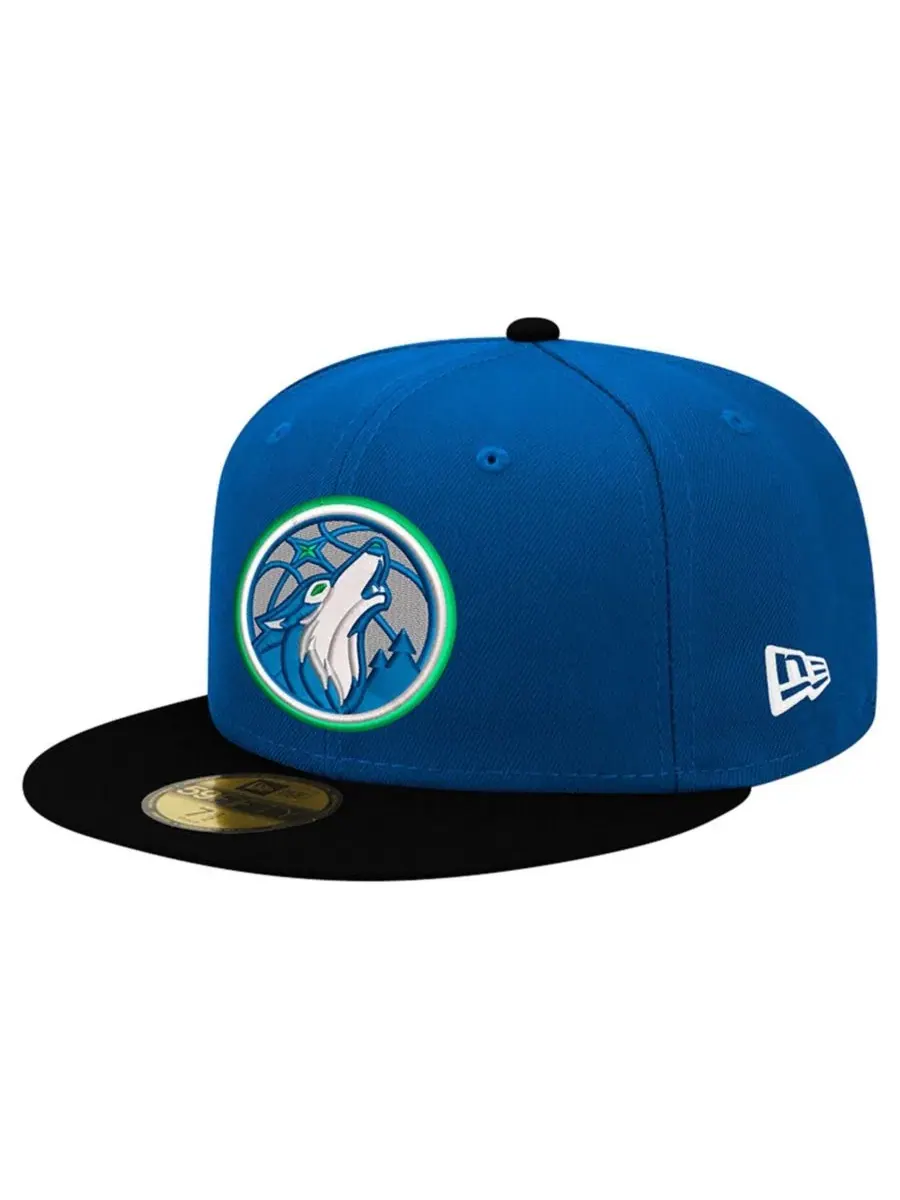 Бейсболка с высокой тульей, вышивкой, с плоским козырьком, Minnesota Timberwolves New Era — изображение 1 из 4, синий черный