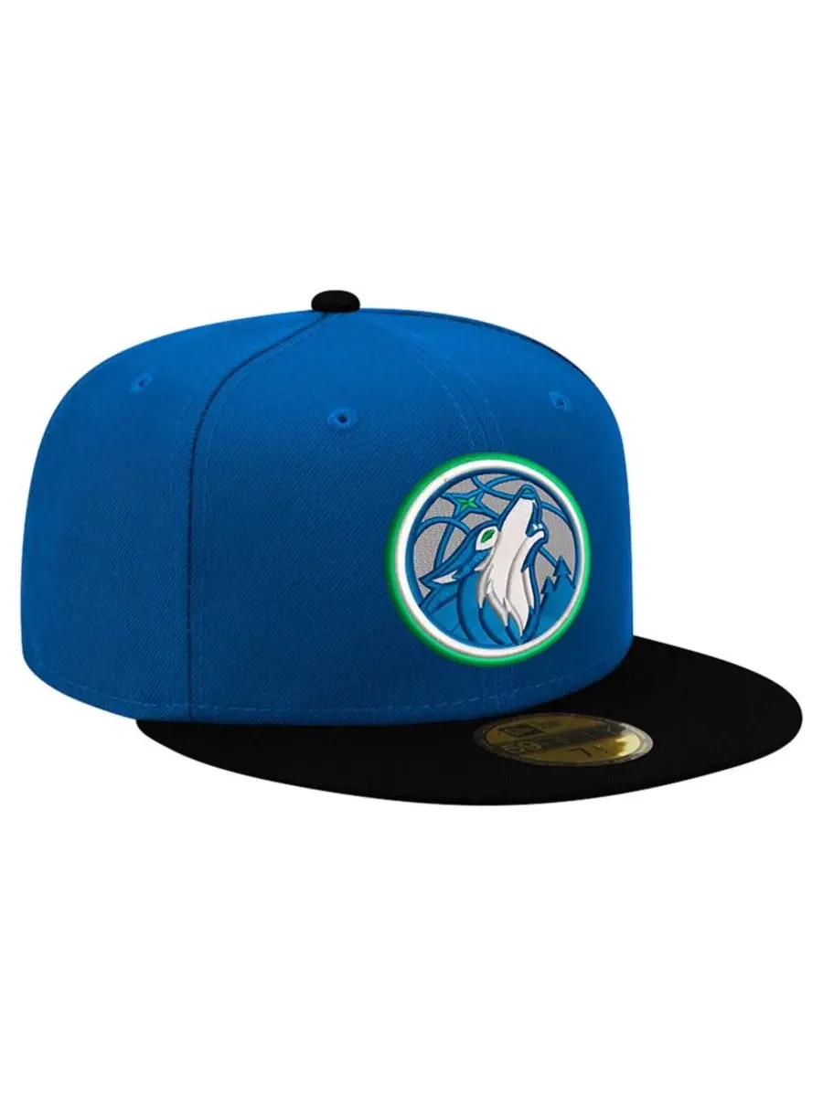 Бейсболка с высокой тульей, вышивкой, с плоским козырьком, Minnesota Timberwolves New Era — изображение 4 из 4, синий черный