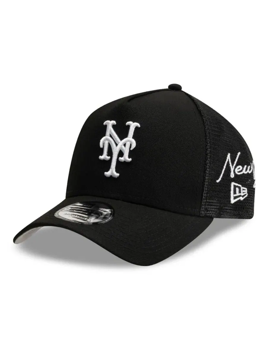 Кепка-тракер с высокой тульей New York Mets Side Script 9FORTY A-Frame New Era — изображение 1 из 5, черный