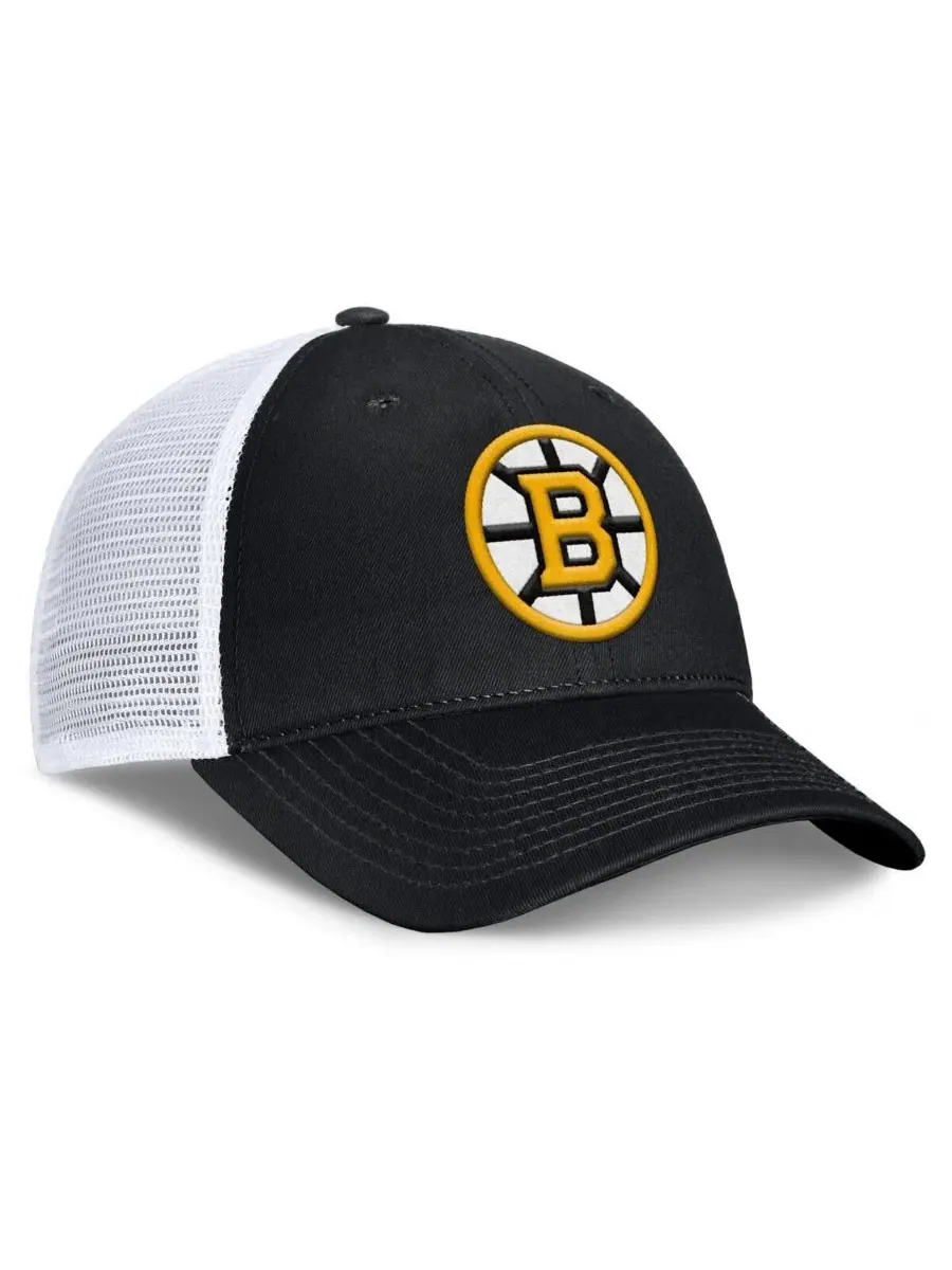 Кепка-тракер с вышитым логотипом Boston Bruins Core Primary Logo Fanatics — изображение 3 из 4, черный белый