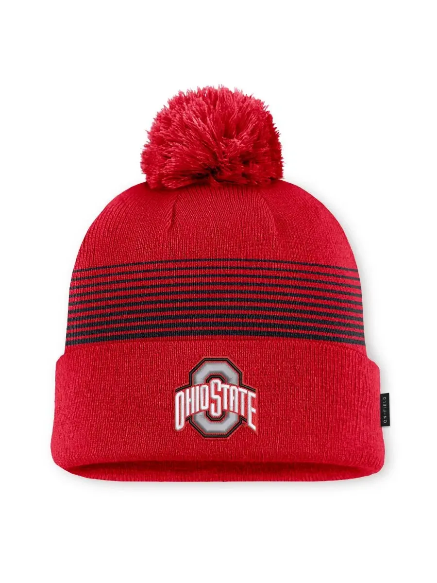 Шапка вязаная с помпоном Ohio State Buckeyes 2026 On-Field Cuffed Knit Pom Nike — изображение 1 из 1, черный