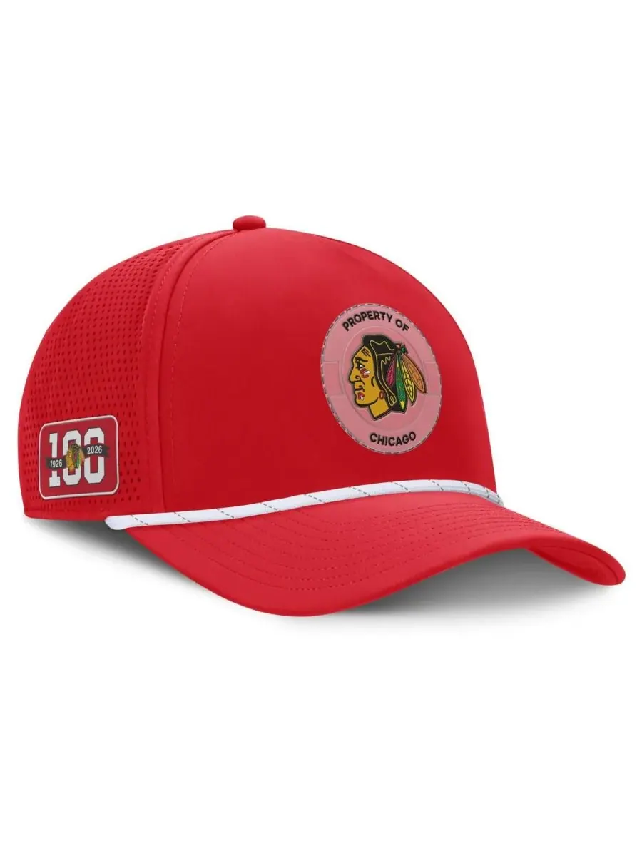 Fanatics Мужская красная кепка Chicago Blackhawks Centennial с регулируемым зауженным передом — изображение 1 из 4, красный