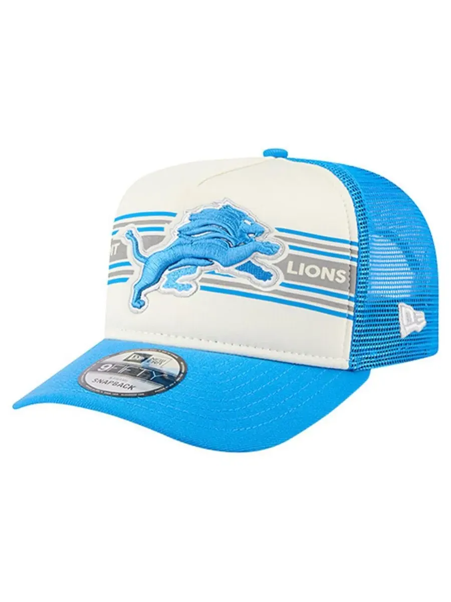 New Era Мужская кремово-голубая кепка-тракер Detroit Lions Banner A-Frame 9FIFTY с — изображение 1 из 5, кремовый синий
