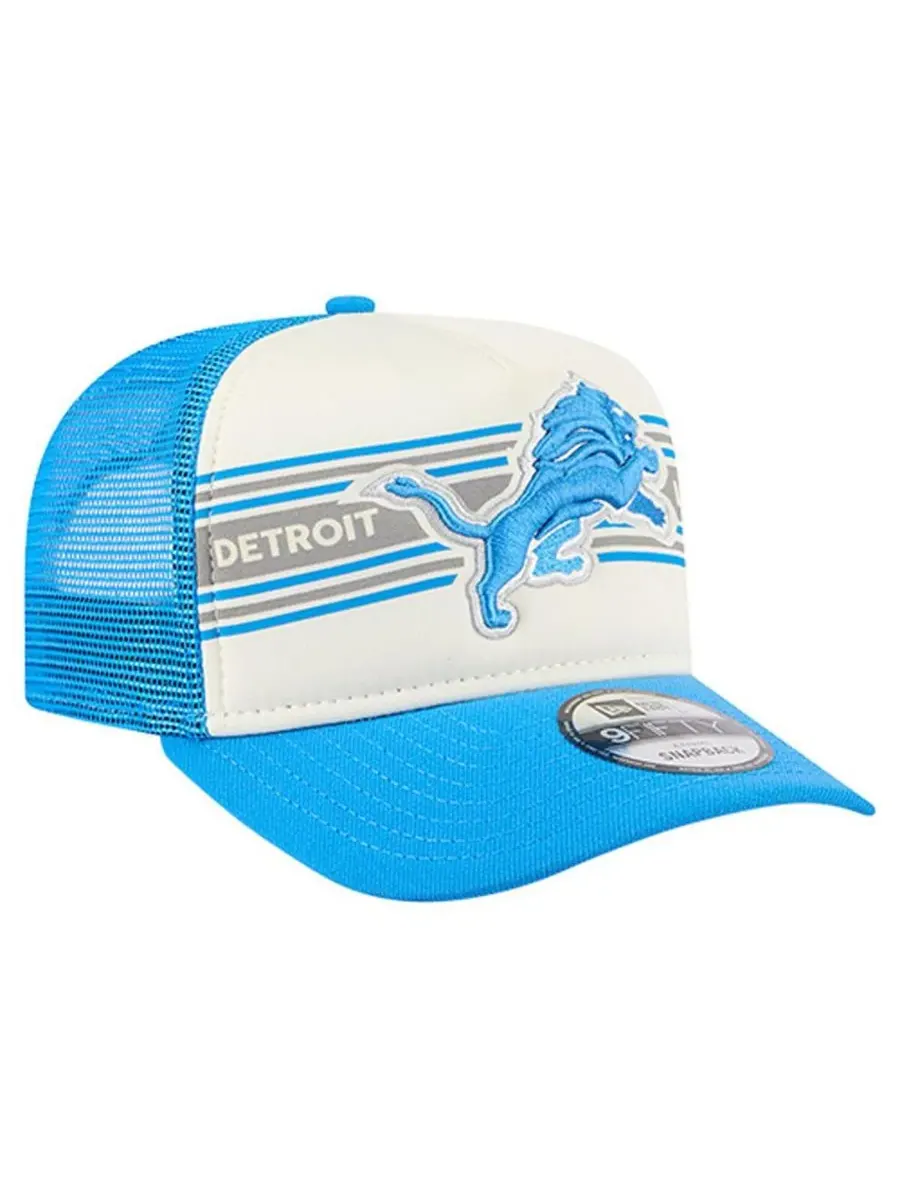 New Era Мужская кремово-голубая кепка-тракер Detroit Lions Banner A-Frame 9FIFTY с — изображение 4 из 5, кремовый синий