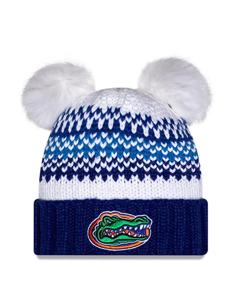 Женская вязаная шапка Royal Florida Gators с двойным помпоном и манжетой New Era — изображение 1 из 2, королевский