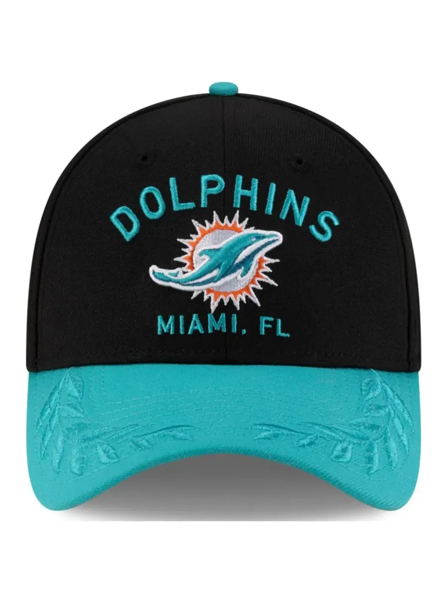 New Era Мужская кепка 39THIRTY Flex, черно-бирюзовая, с символикой команды Miami Dolphins, драфт — изображение 4 из 5
