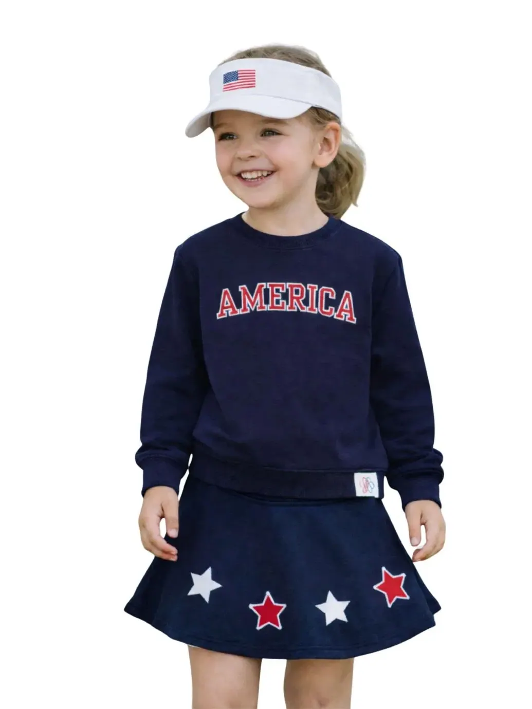 Кепка-козырек с вышивкой American Flag, модель Bits and Bows Bits & Bows — изображение 2 из 5, белый