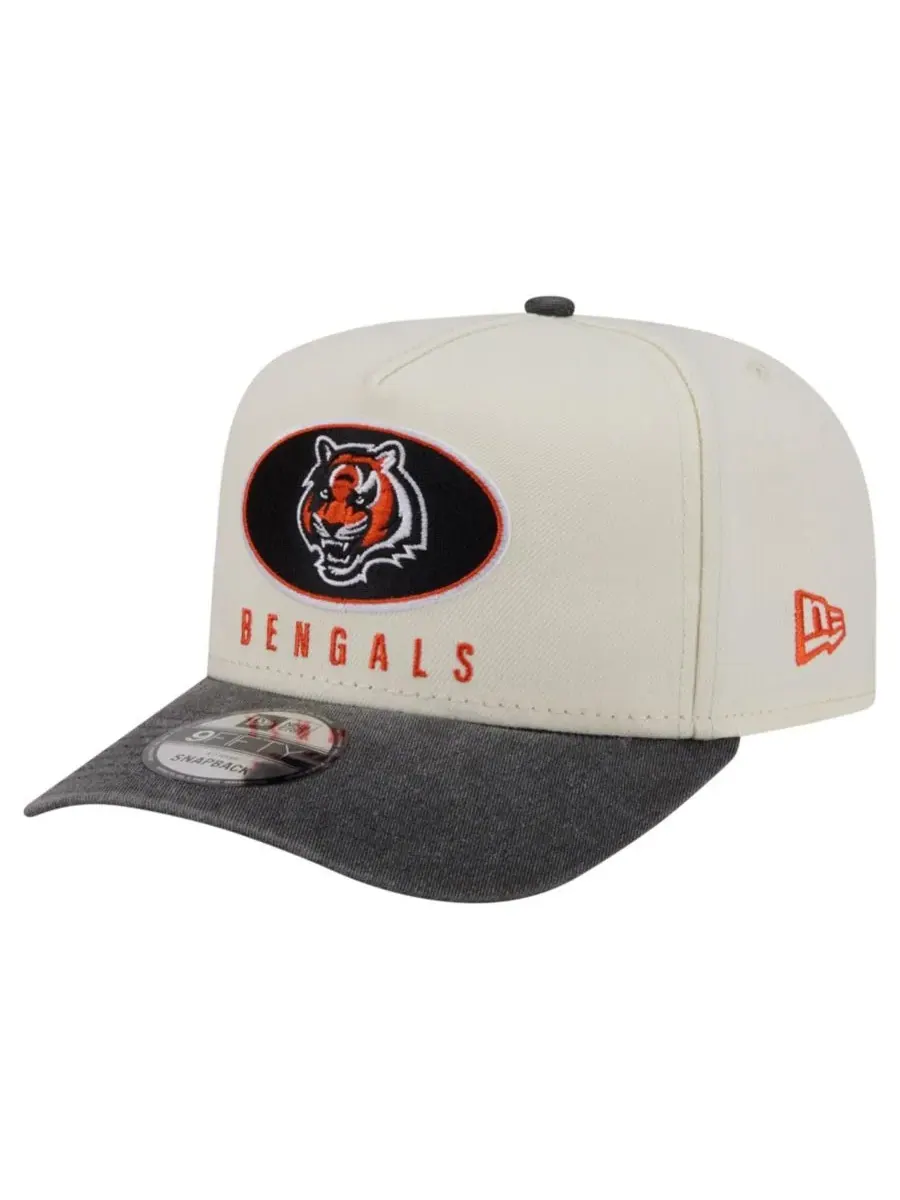 Кепка-снэпбек New Era Washed A-Frame 9FIFTY Cincinnati Bengals — изображение 1 из 5, кремовый черный