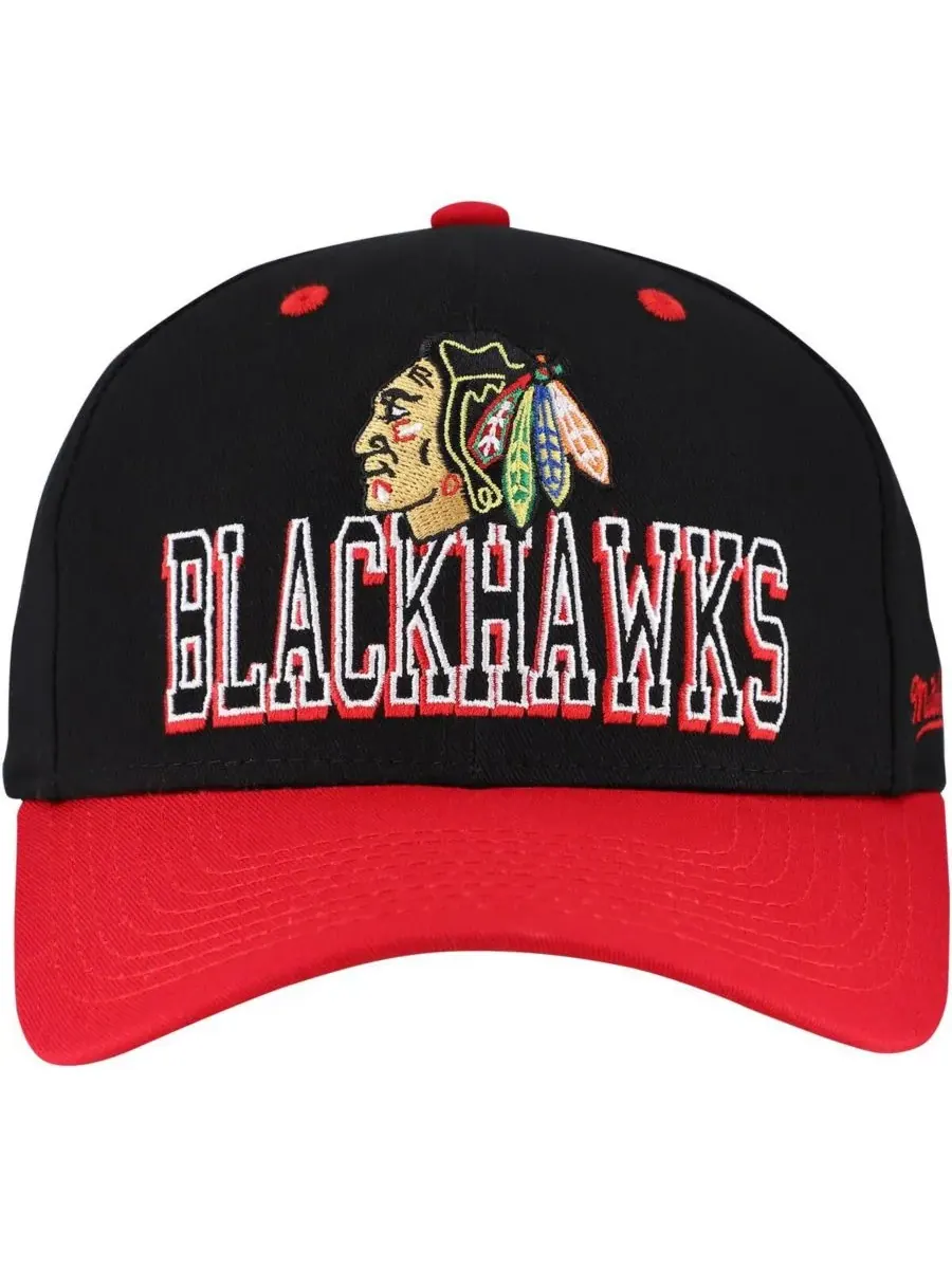 Mitchell & Ness Мужская кепка Chicago Blackhawks черно-красного цвета с двухцветной регулируемой — изображение 4 из 4