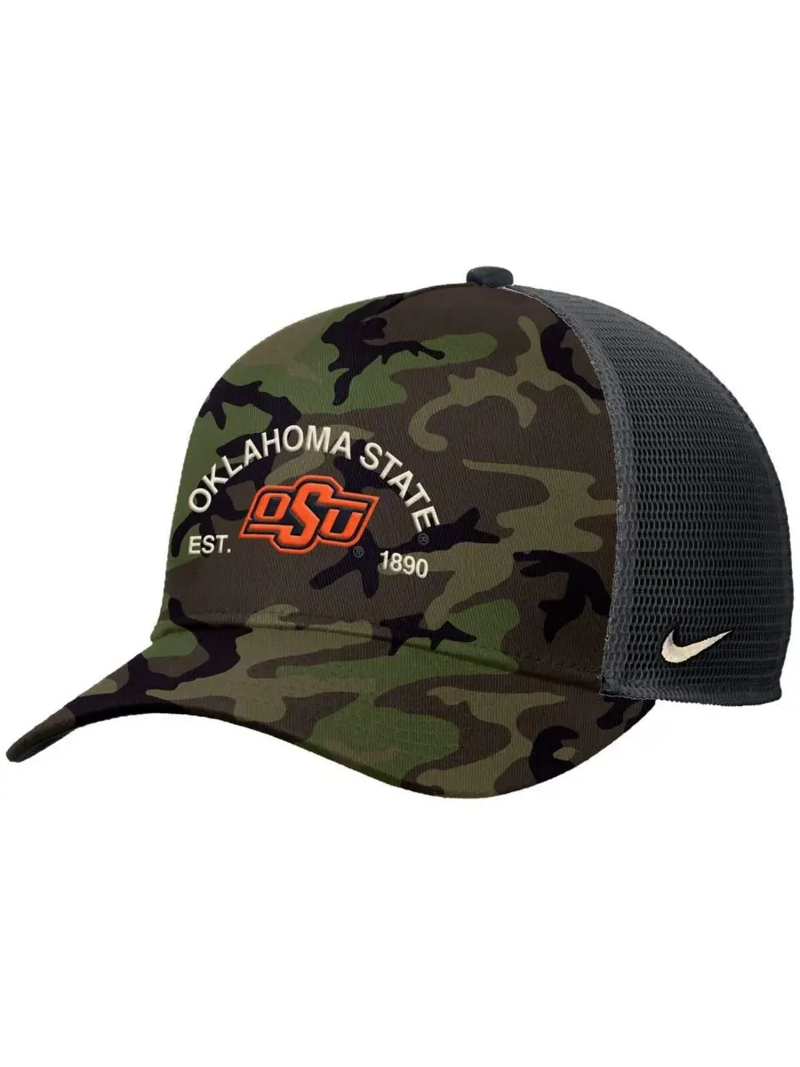 Nike Мужская камуфляжная кепка-тракер Oklahoma State Cowboys 2025 в знак благодарности — изображение 3 из 3