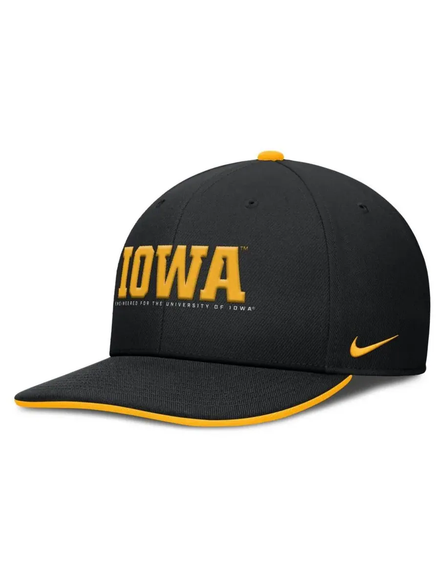 Nike Мужская черная регулируемая бейсболка Iowa Hawkeyes 2025 On-Field Pro Performance — изображение 1 из 4, черный