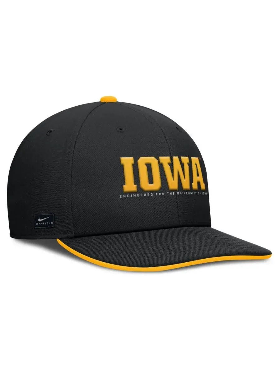 Nike Мужская черная регулируемая бейсболка Iowa Hawkeyes 2025 On-Field Pro Performance — изображение 3 из 4, черный