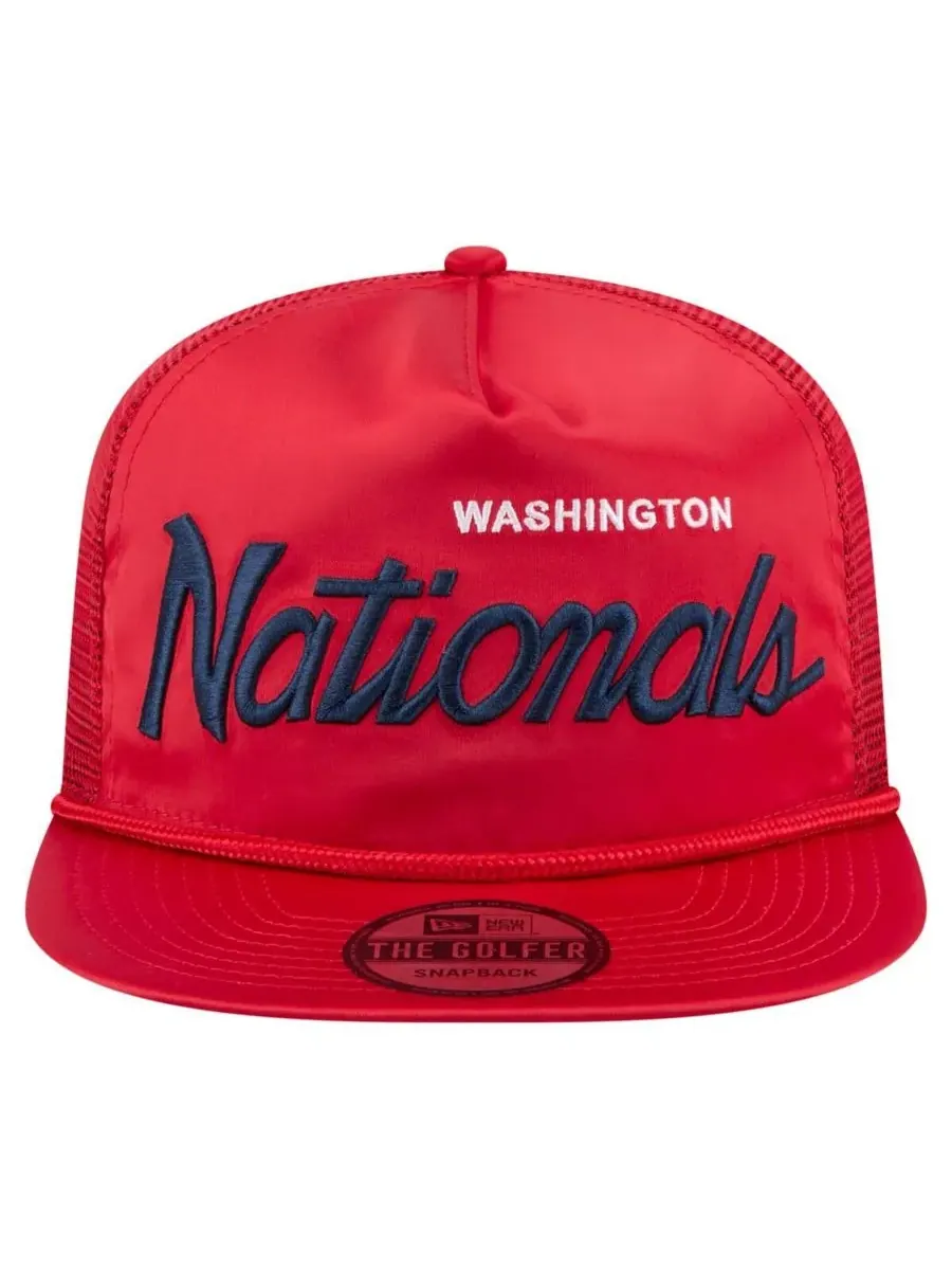 New Era Мужская красная ретро-кепка для гольфа Washington Nationals с атласной надписью — изображение 2 из 5, красный