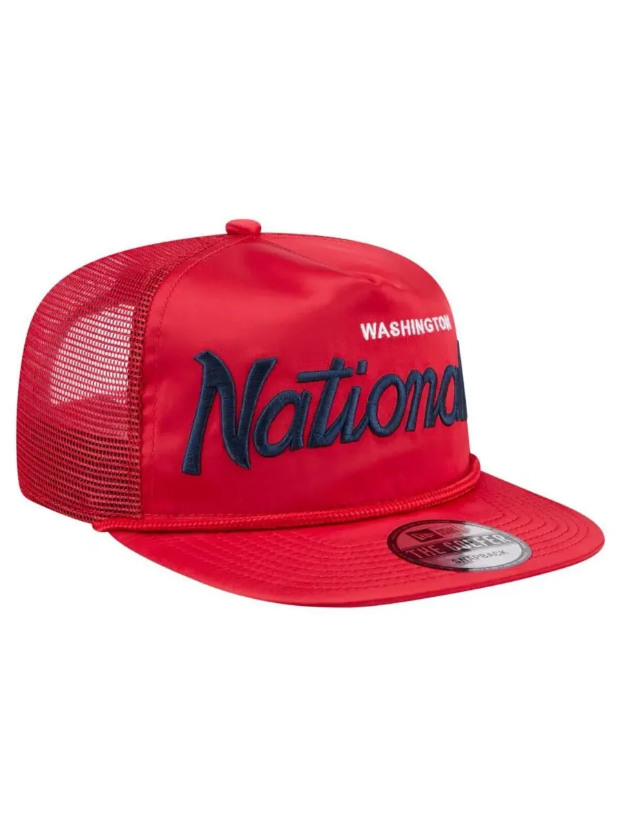 New Era Мужская красная ретро-кепка для гольфа Washington Nationals с атласной надписью — изображение 3 из 5, красный