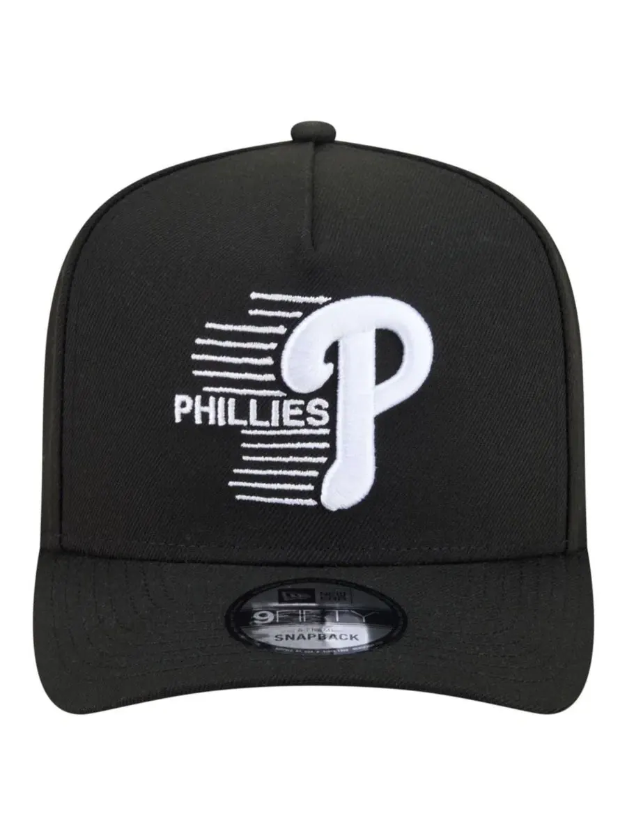 Кепка-снапбек с высокой тульей и принтом Philadelphia Phillies New Era — изображение 2 из 6, черный