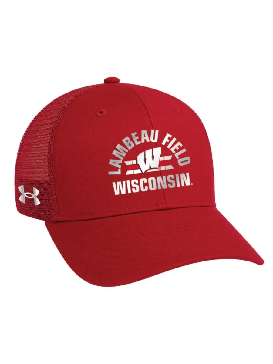 Кепка-тракер с принтом Wisconsin Badgers 2026 Lambeau Field Collection Under Armour — изображение 1 из 3, красный