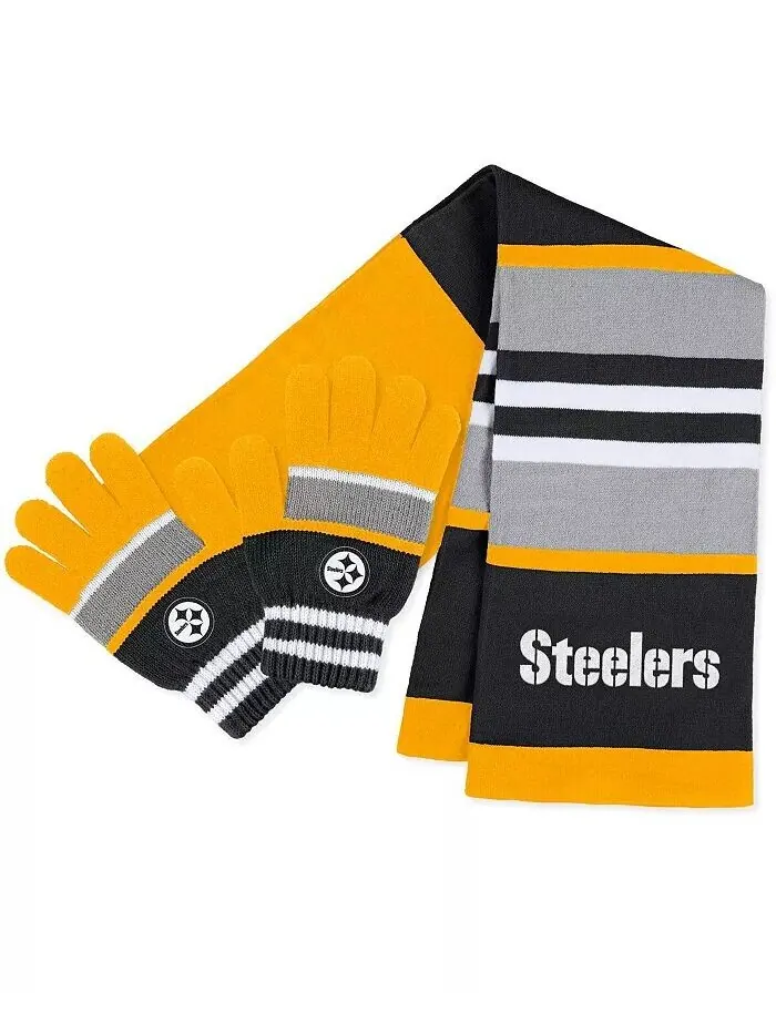 Женский комплект перчаток и шарфа Pittsburgh Steelers Stripe WEAR by Erin Andrews — изображение 1 из 3