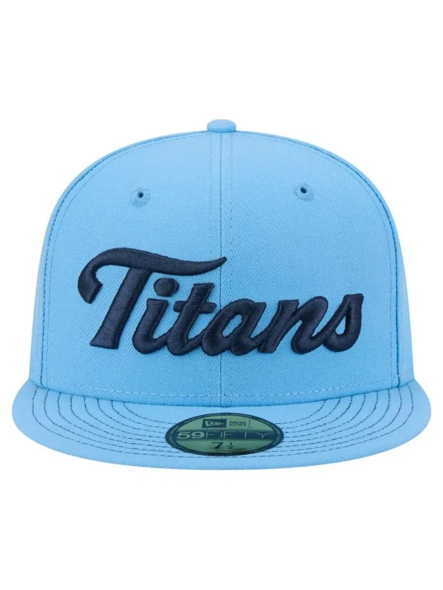Кепка с вышивкой Tennessee Titans Script New Era — изображение 2 из 5, светлый синий