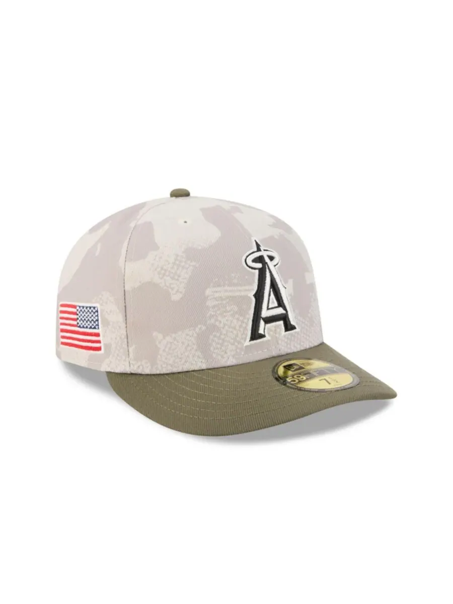 New Era Мужская светло-бежевая/оливковая кепка Los Angeles Angels 2025, посвященная Дню вооруженных — изображение 2 из 7