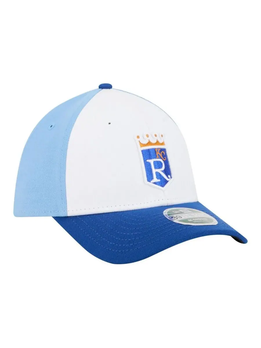 New Era Мужская белая/королевская бейсболка Kansas City Royals Player Replica 39THIRTY M-Crown Flex — изображение 2 из 3