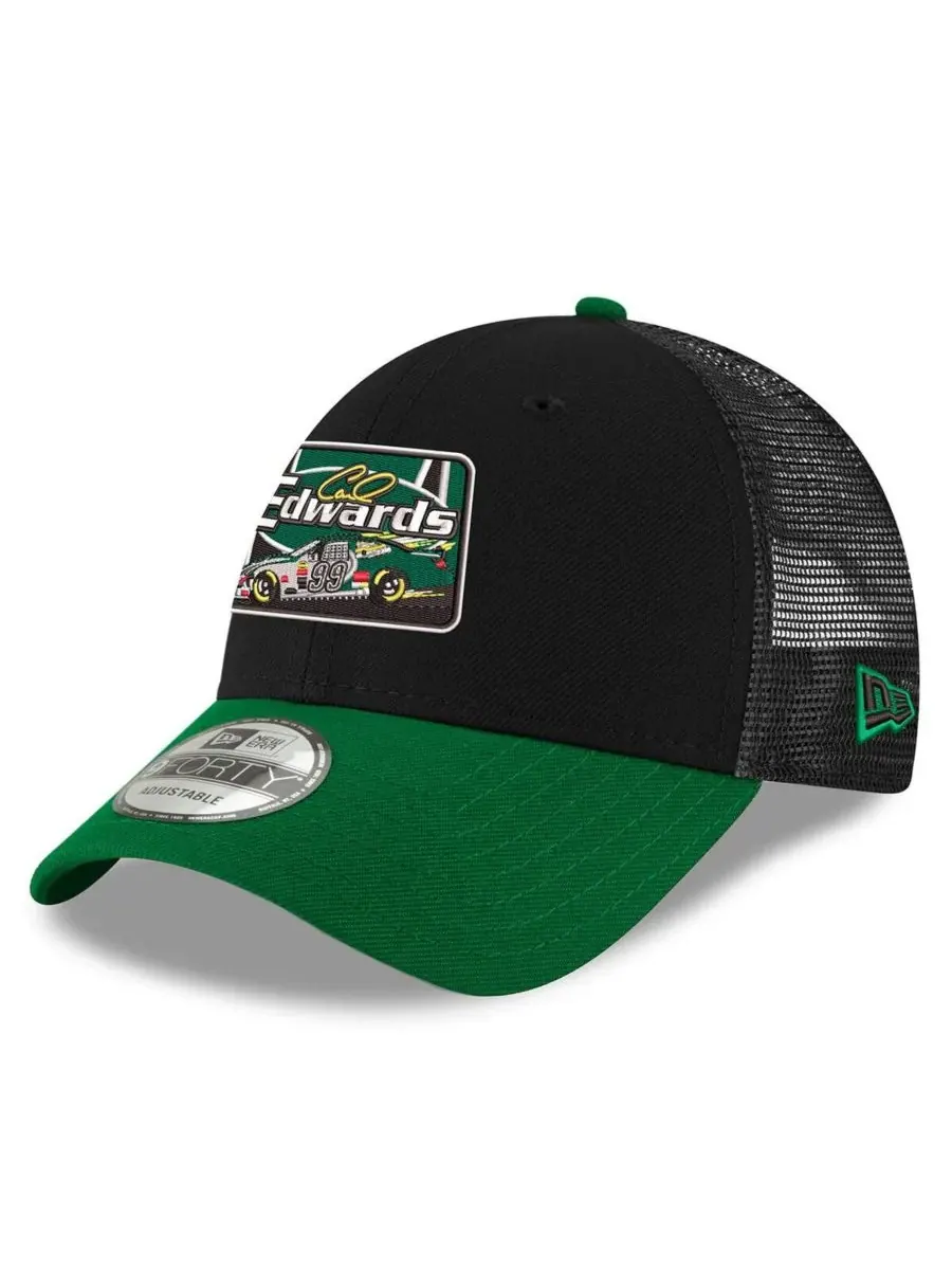 New Era Мужская регулируемая кепка-тракер Carl Edwards 2025 NASCAR Hall of Fame 9FORTY — изображение 3 из 4, черный зеленый