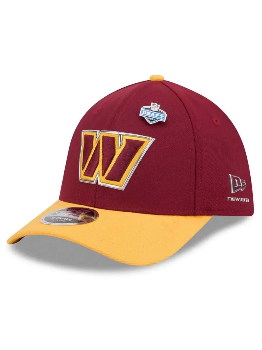 Кепка New Era с вышивкой и значком 2026 NFL Draft, Washington Commanders — изображение 1 из 5, бордовый золотистый