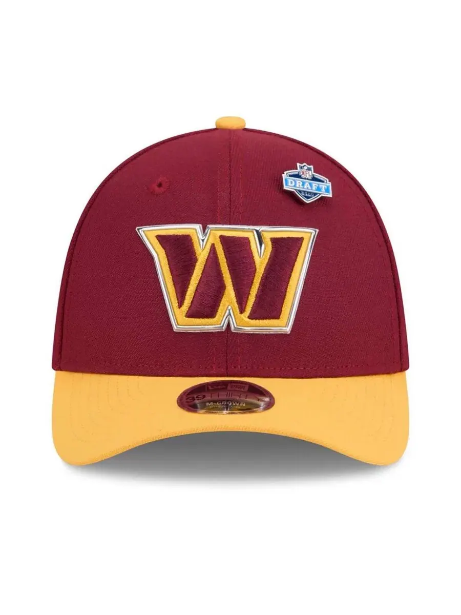 Кепка New Era с вышивкой и значком 2026 NFL Draft, Washington Commanders — изображение 2 из 5, бордовый золотистый