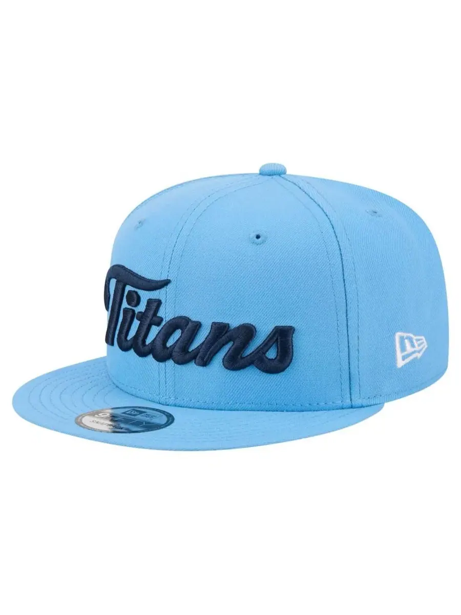 Кепка-снэпбек с вышивкой Tennessee Titans Script New Era — изображение 1 из 5, светлый синий