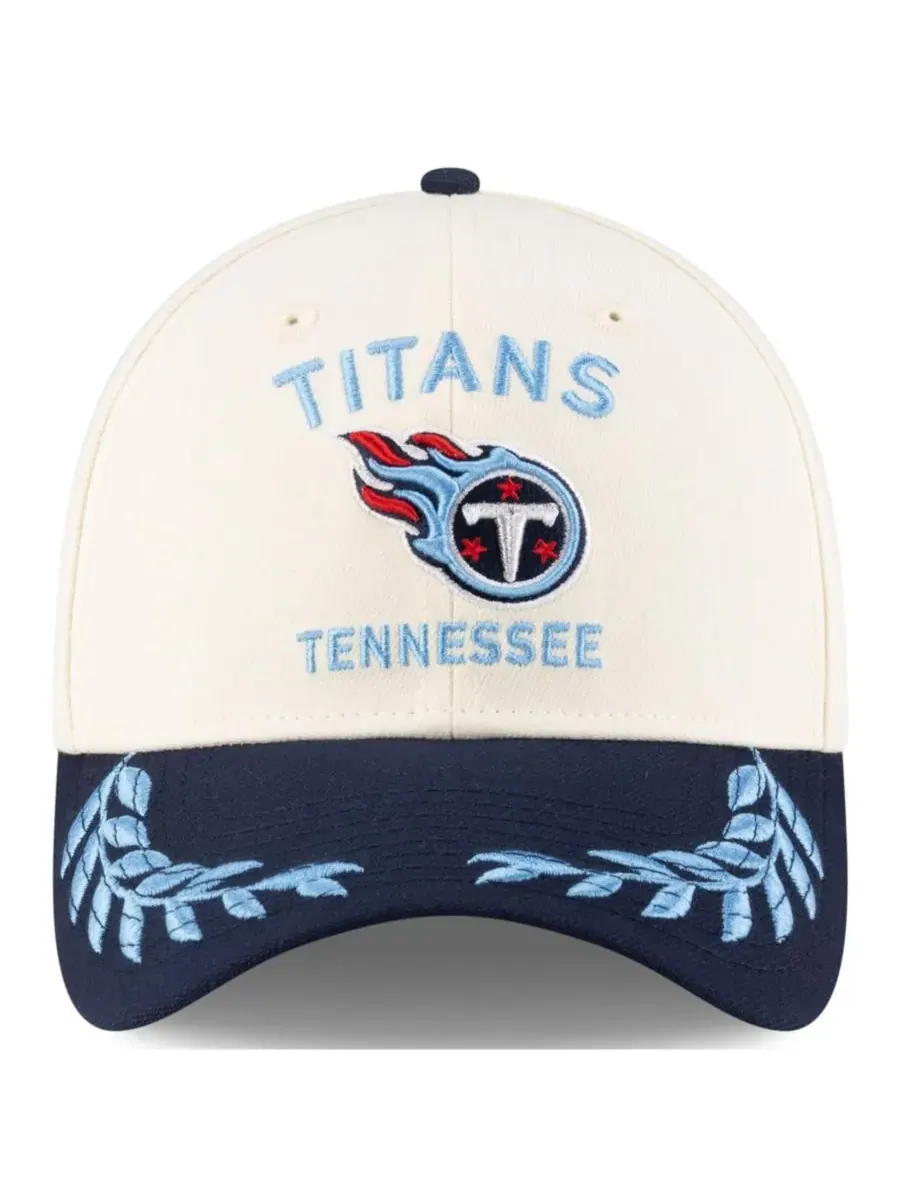 New Era Мужская кепка Tennessee Titans 39THIRTY Flex, кремово-синего цвета, с символикой драфта НФЛ — изображение 4 из 5