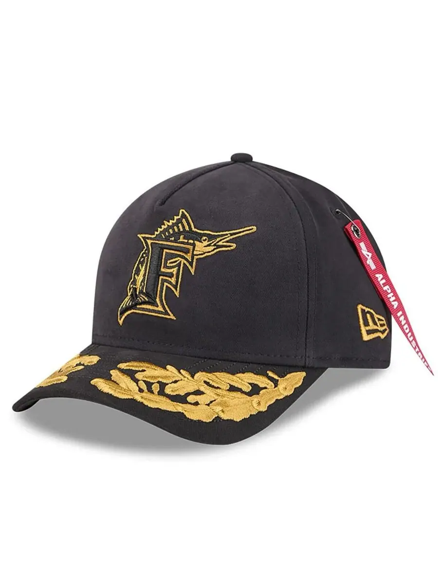 New Era Мужская черная регулируемая бейсболка Florida Marlins A-Frame 9FORTY — изображение 1 из 4, черный