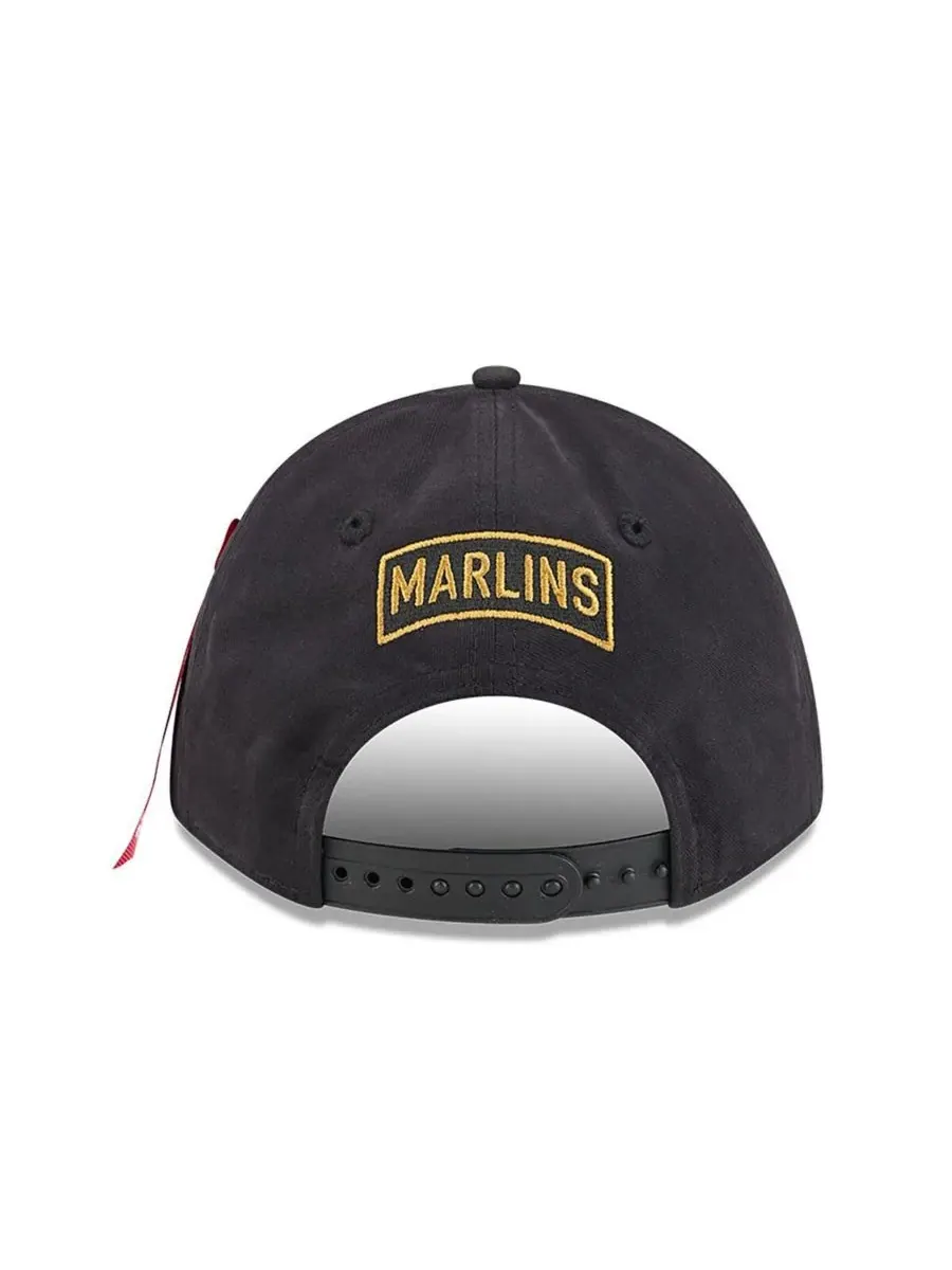 New Era Мужская черная регулируемая бейсболка Florida Marlins A-Frame 9FORTY — изображение 2 из 4, черный