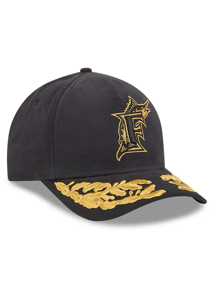 New Era Мужская черная регулируемая бейсболка Florida Marlins A-Frame 9FORTY — изображение 3 из 4, черный