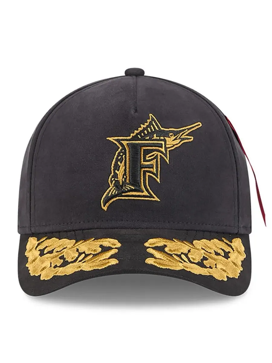 New Era Мужская черная регулируемая бейсболка Florida Marlins A-Frame 9FORTY — изображение 4 из 4, черный