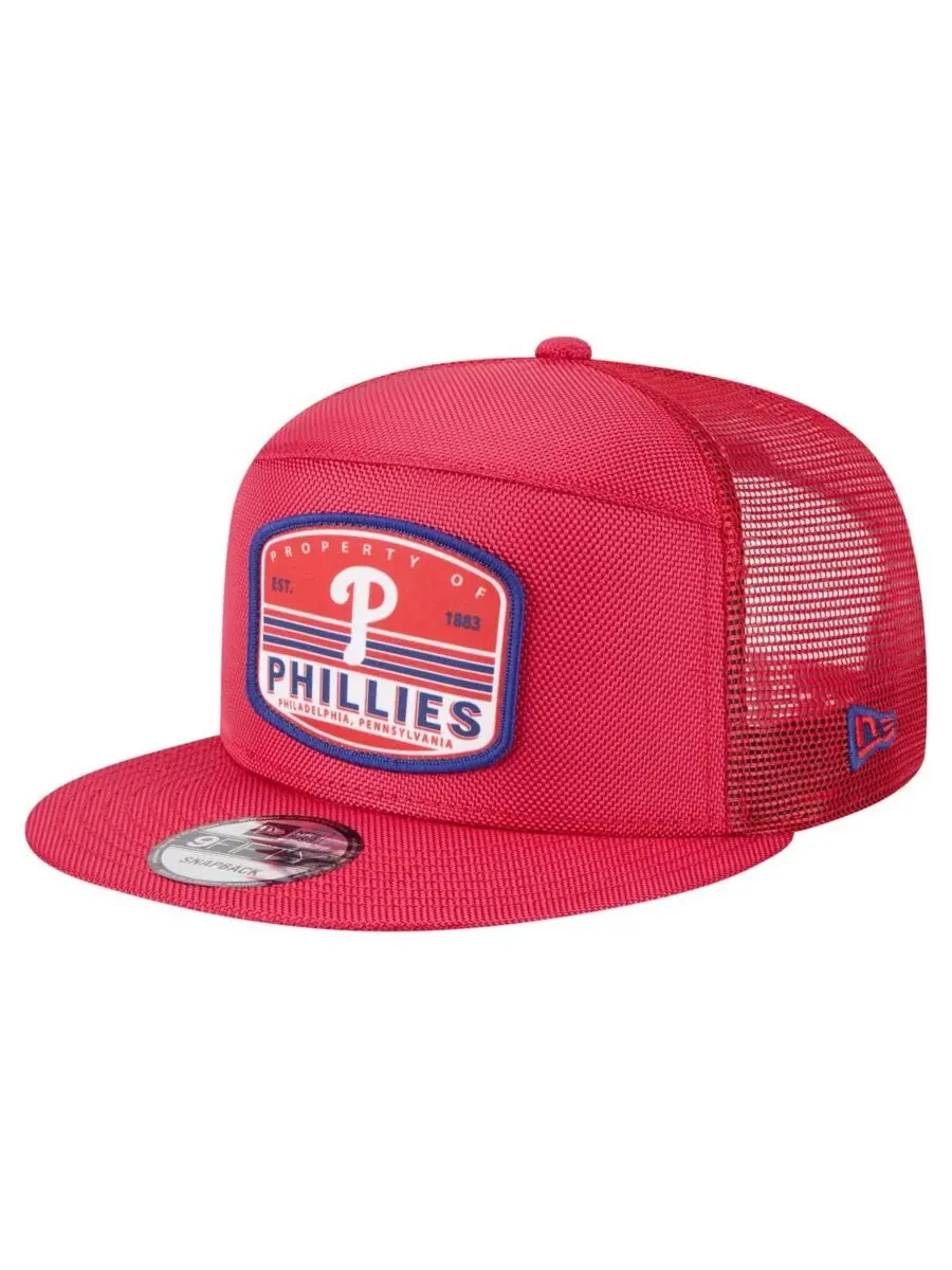 New Era Мужская красная бейсболка Philadelphia Phillies Split Panel 9FIFTY Trucker Snapback — изображение 1 из 4, красный
