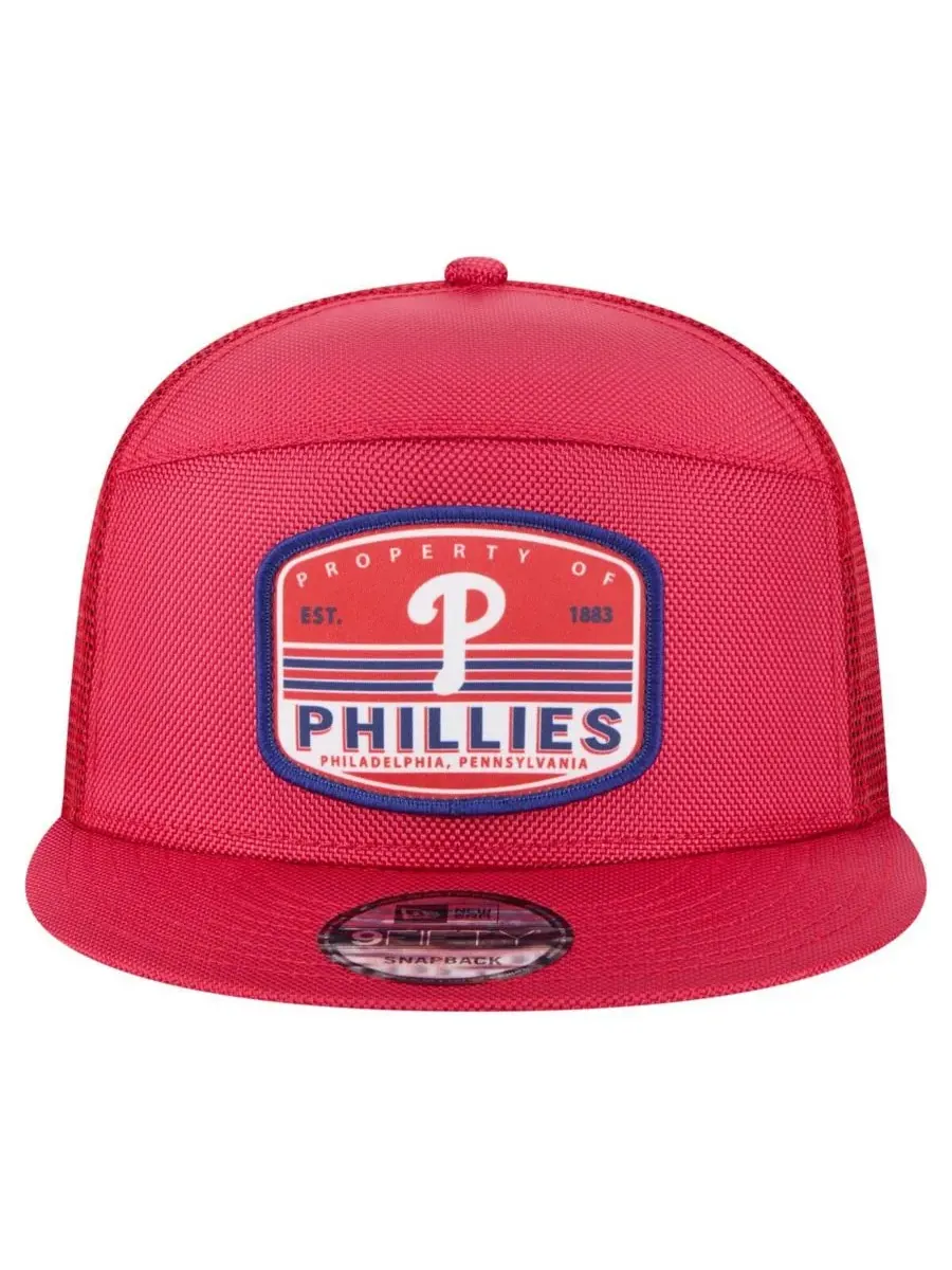 New Era Мужская красная бейсболка Philadelphia Phillies Split Panel 9FIFTY Trucker Snapback — изображение 2 из 4, красный