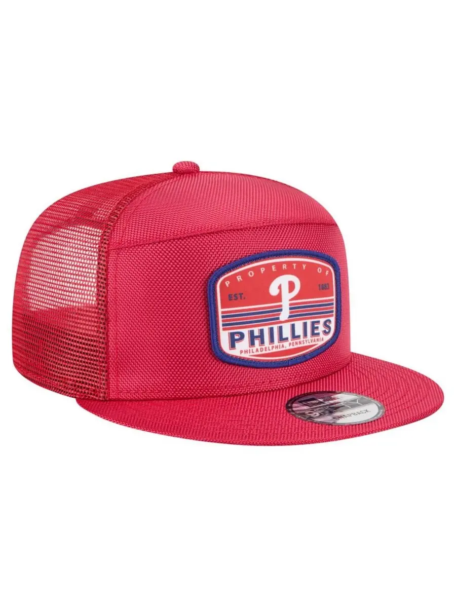 New Era Мужская красная бейсболка Philadelphia Phillies Split Panel 9FIFTY Trucker Snapback — изображение 3 из 4, красный