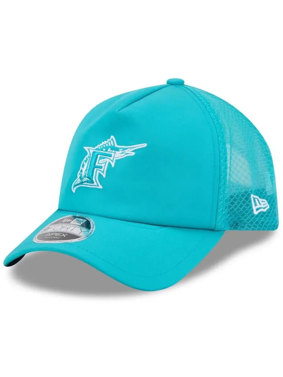Бейсболка New Era 9FORTY APEX с вышитым логотипом Florida Marlins — изображение 1 из 4, бирюзовый