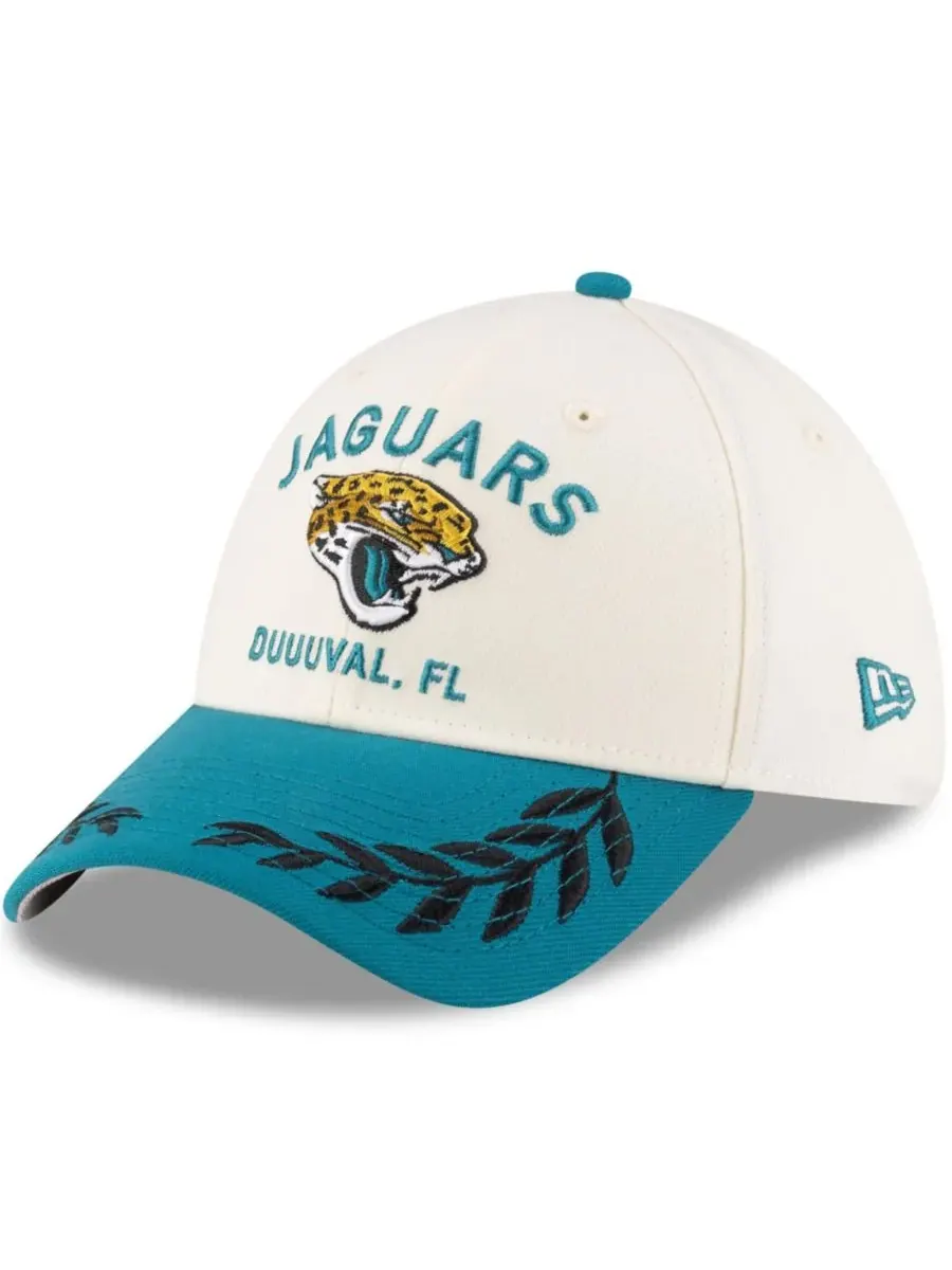 New Era Мужская кепка 39THIRTY Flex кремового/бирюзового цвета с символикой команды Jacksonville — изображение 1 из 5