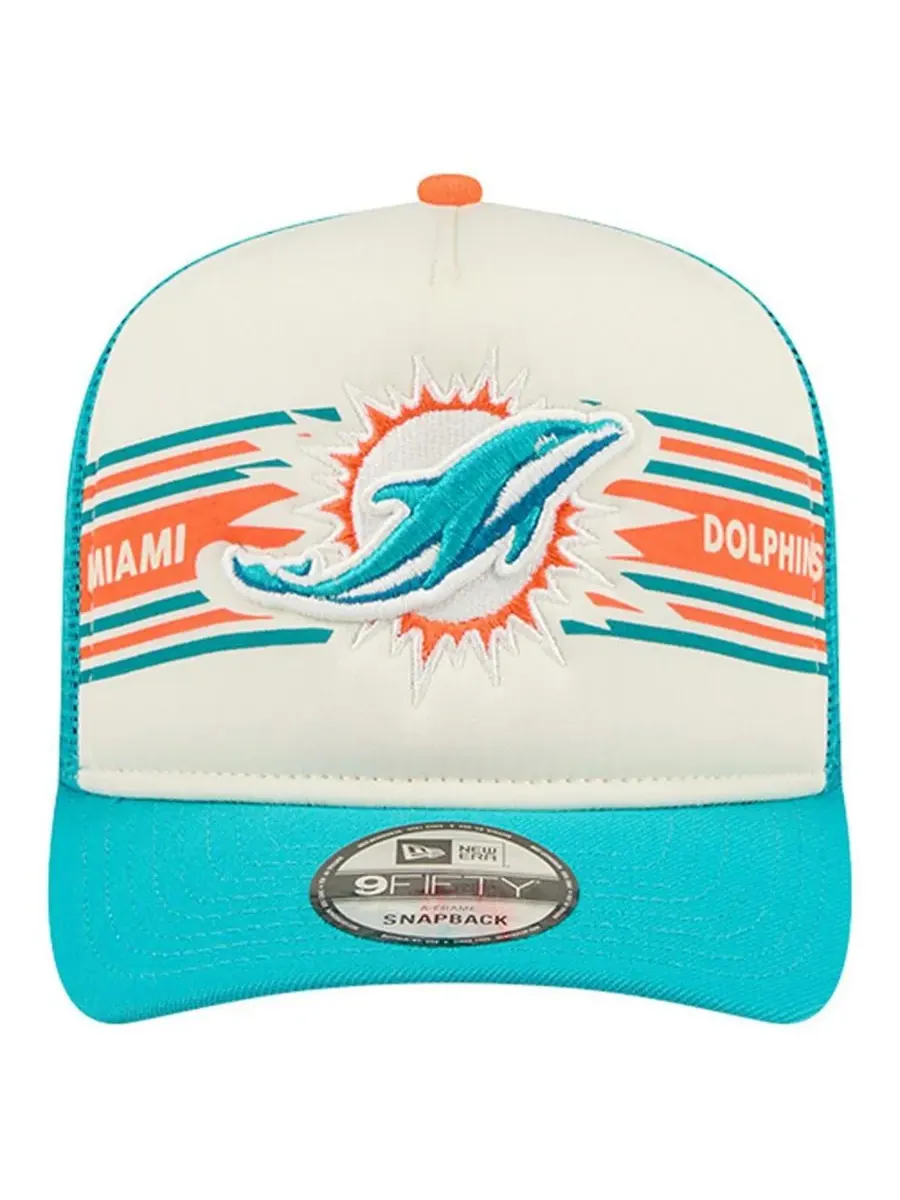 New Era Мужская кепка-тракер 9FIFTY с баннером Miami Dolphins кремового/бирюзового цвета и — изображение 2 из 4
