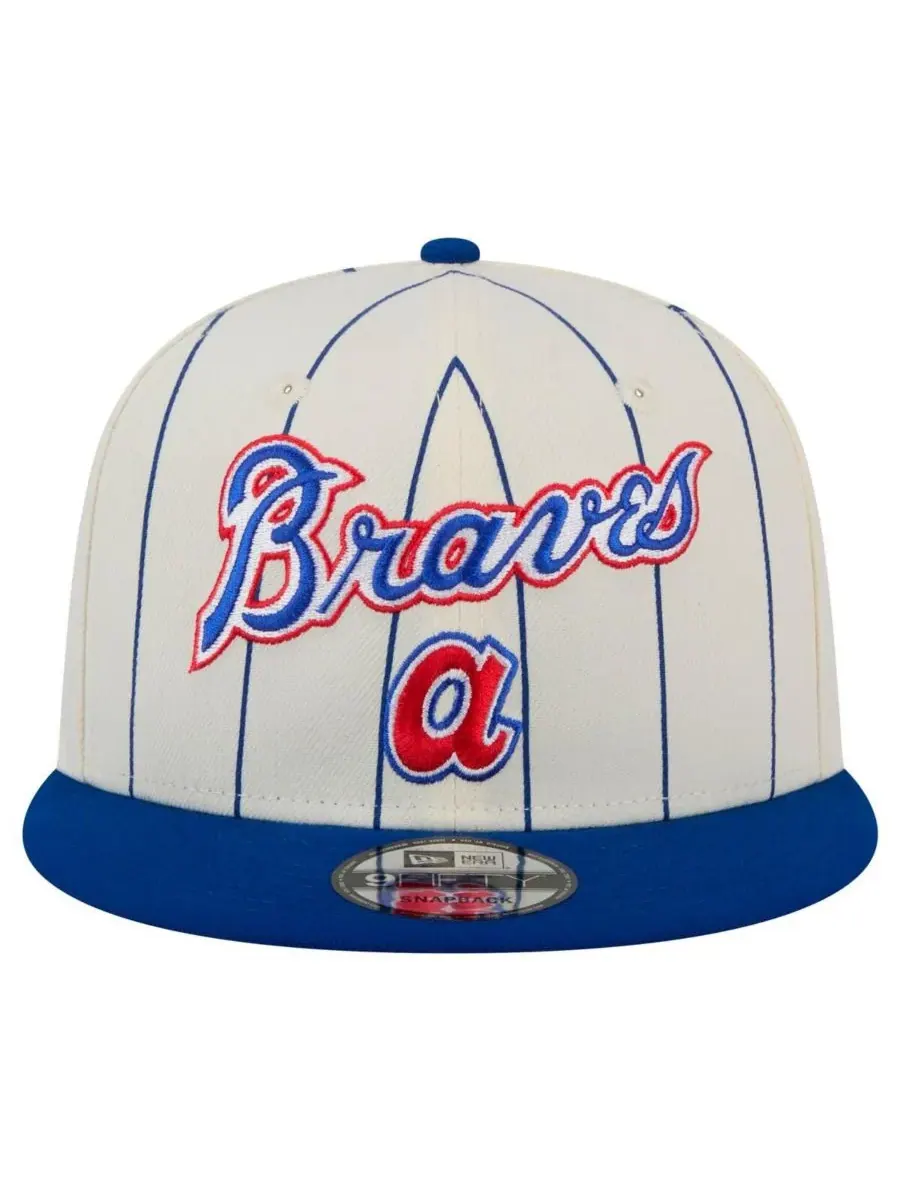 New Era Мужская белая бейсболка Atlanta Braves в полоску 9FIFTY с регулируемой застежкой — изображение 5 из 5, белый