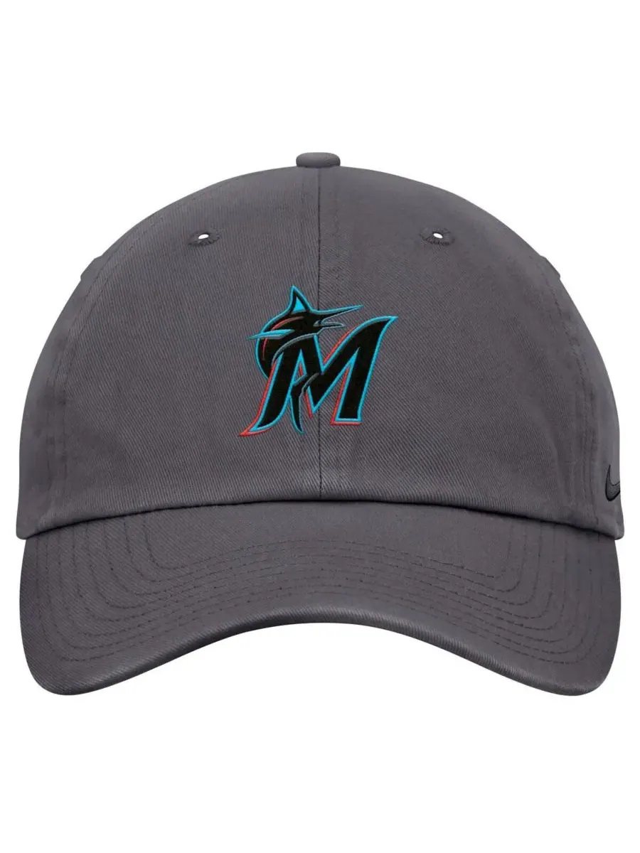 Nike Мужская серая регулируемая кепка Miami Marlins Club — изображение 2 из 4, серый