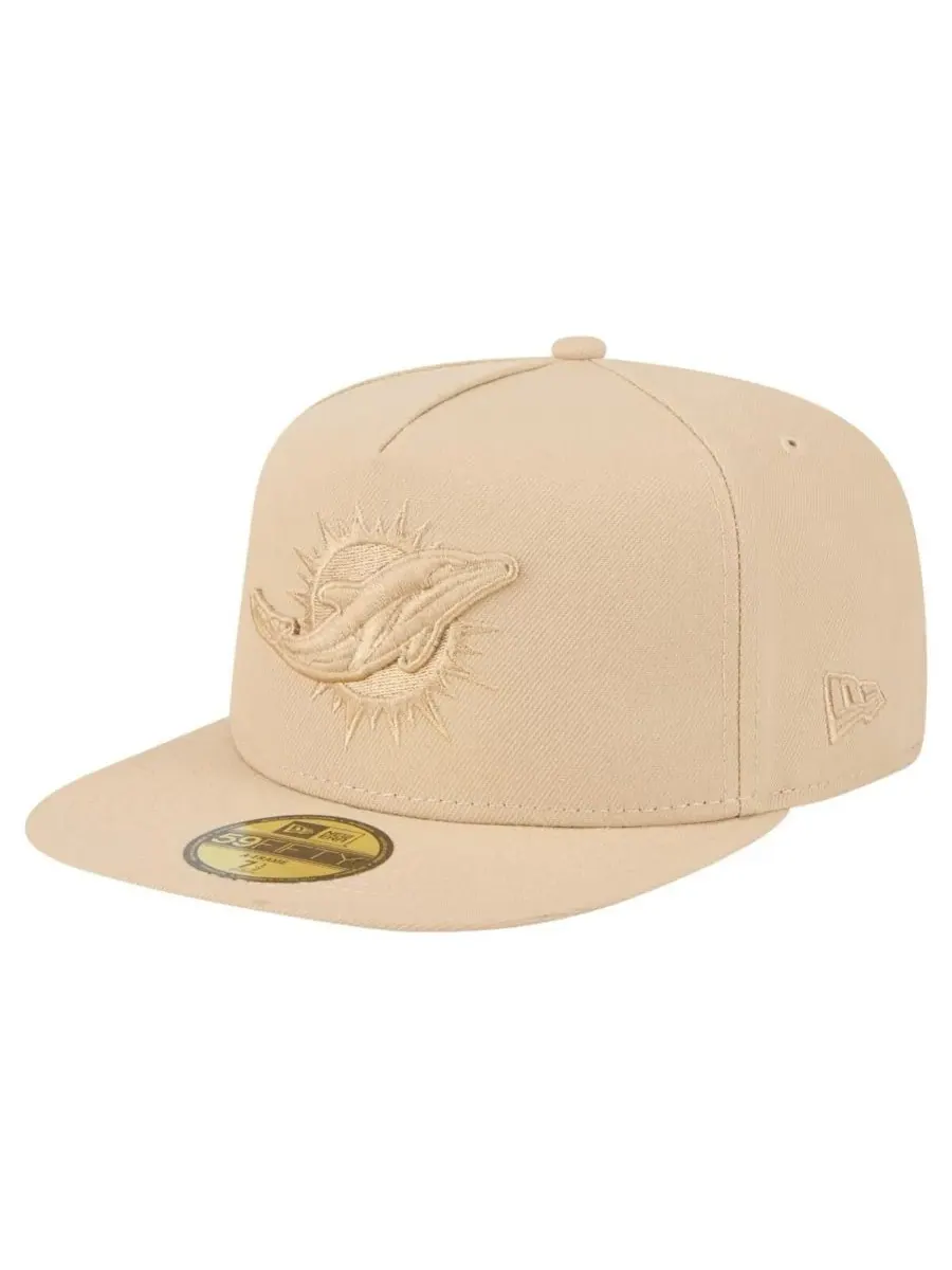 New Era Мужская светло-бежевая кепка Miami Dolphins Color Pack A-Frame 59FIFTY Fitted Hat — изображение 1 из 5
