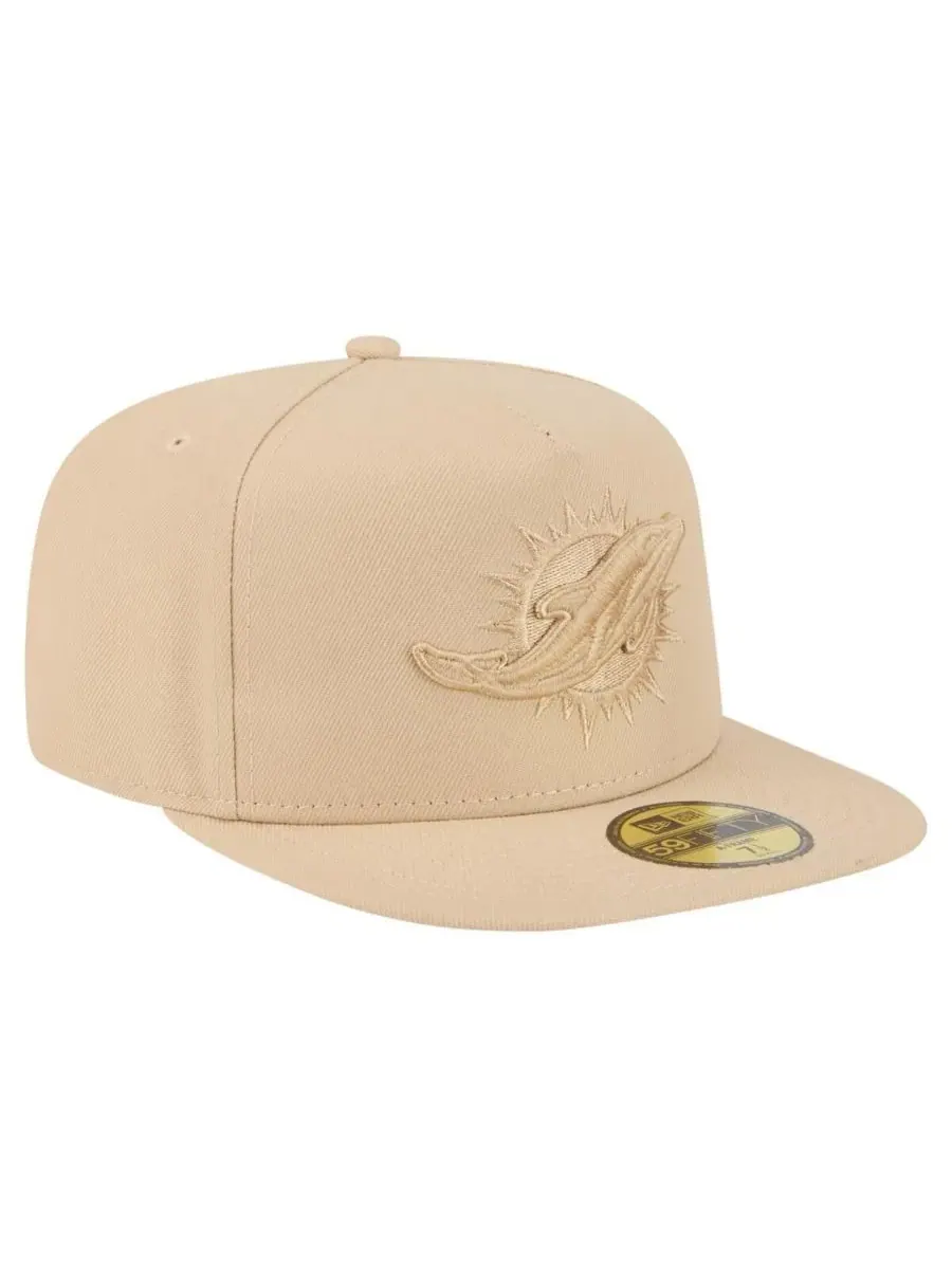 New Era Мужская светло-бежевая кепка Miami Dolphins Color Pack A-Frame 59FIFTY Fitted Hat — изображение 4 из 5