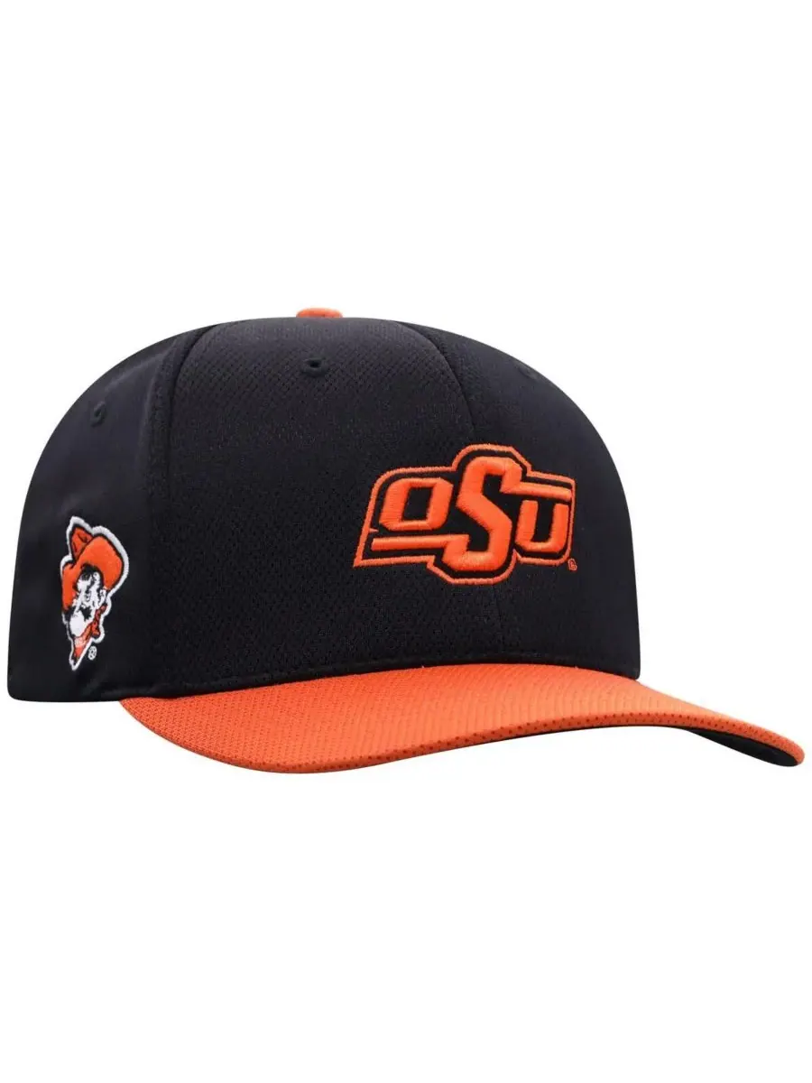 Top of the World Мужская черная бейсболка Oklahoma State Cowboys Reflex Fitted Hat — черный