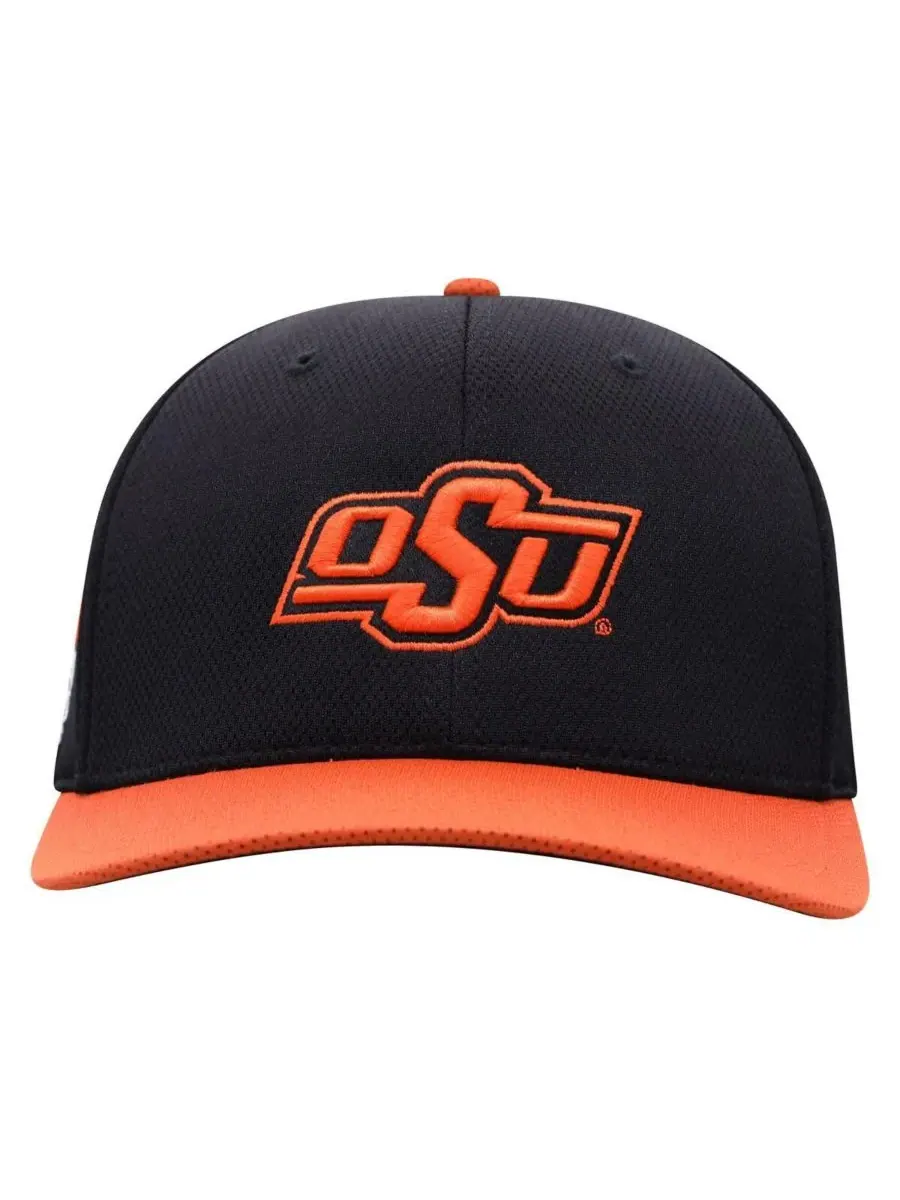 Top of the World Мужская черная бейсболка Oklahoma State Cowboys Reflex Fitted Hat — изображение 2 из 3, черный