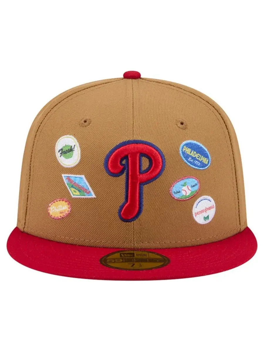 Кепка New Era Philadelphia Phillies Fruit Sticker 59FIFTY — изображение 2 из 7, бежевый