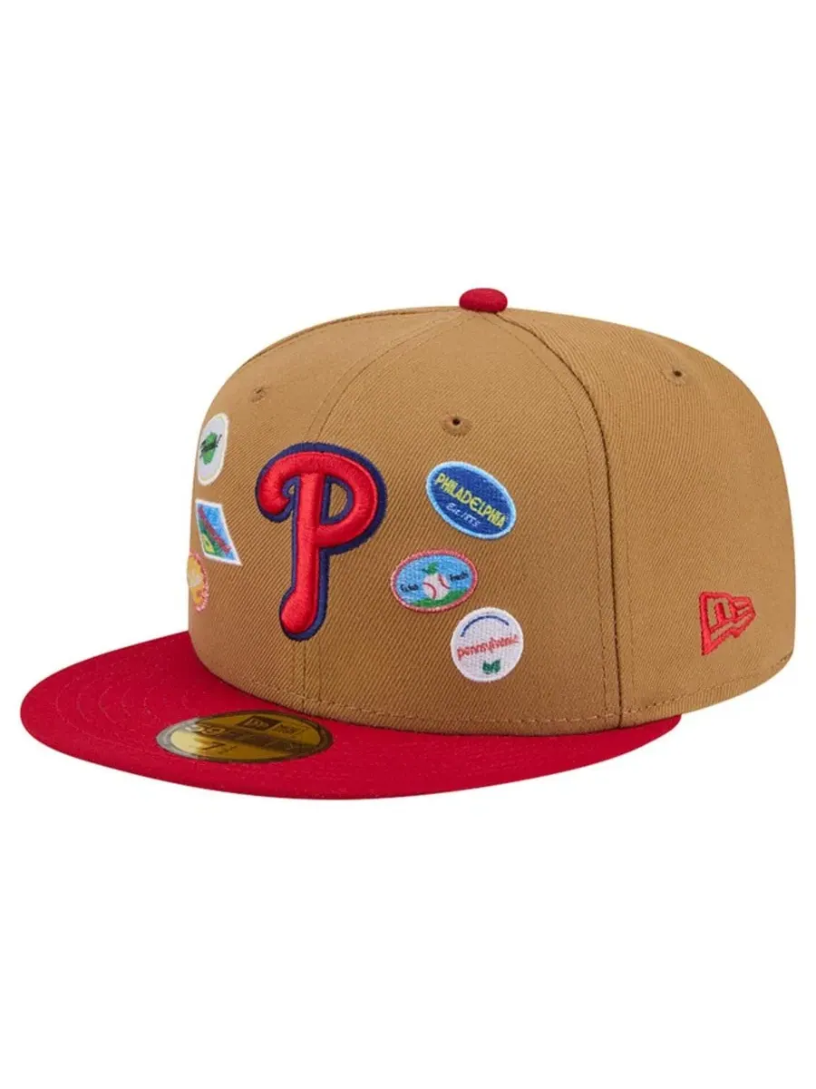 Кепка New Era Philadelphia Phillies Fruit Sticker 59FIFTY — изображение 3 из 7, бежевый