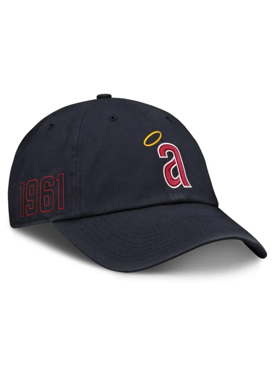 Бейсболка с козырьком, хлопковая, с вышивкой, California Angels Nike — изображение 1 из 4, темно-синий