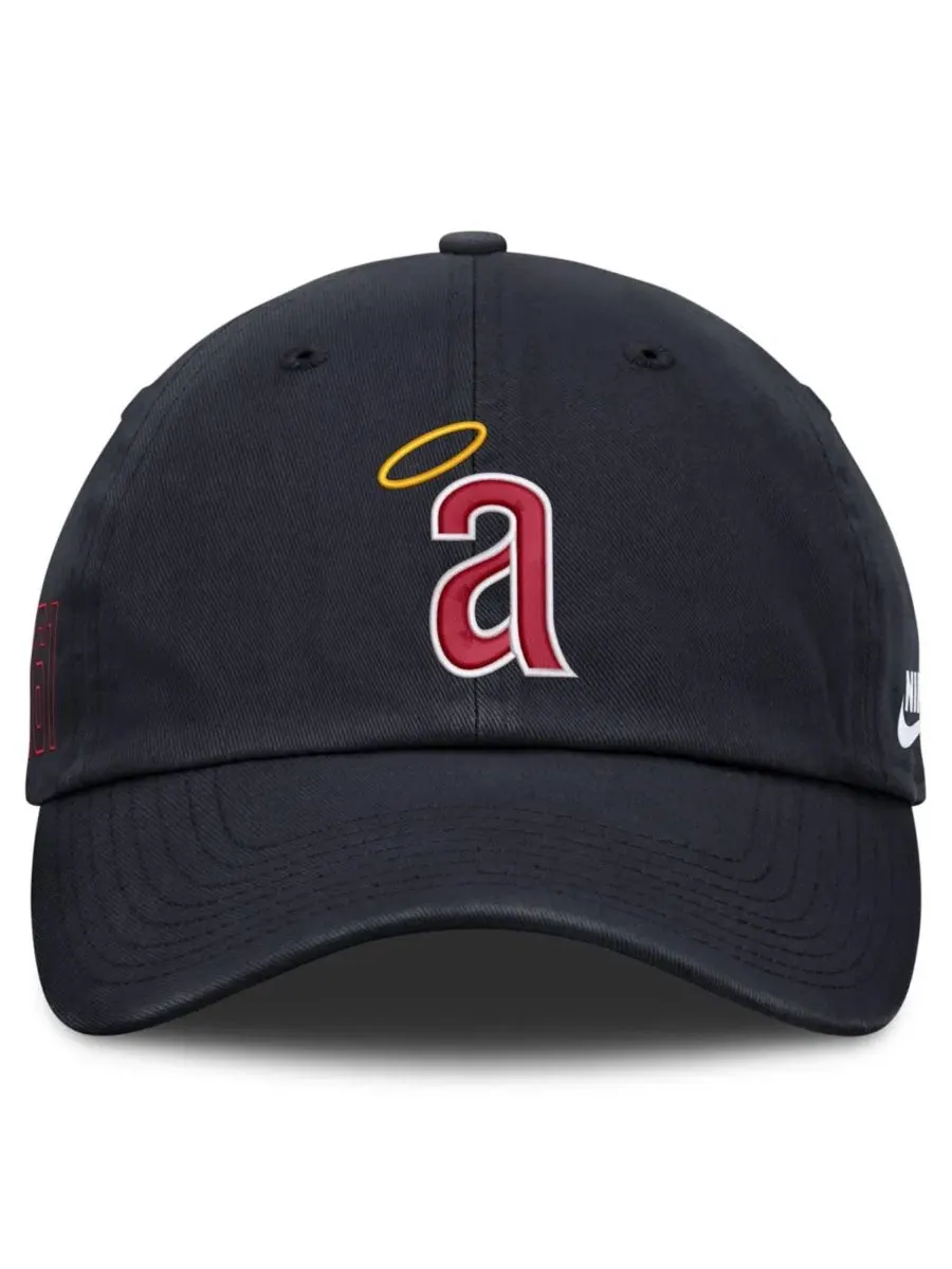Бейсболка с козырьком, хлопковая, с вышивкой, California Angels Nike — изображение 2 из 4, темно-синий