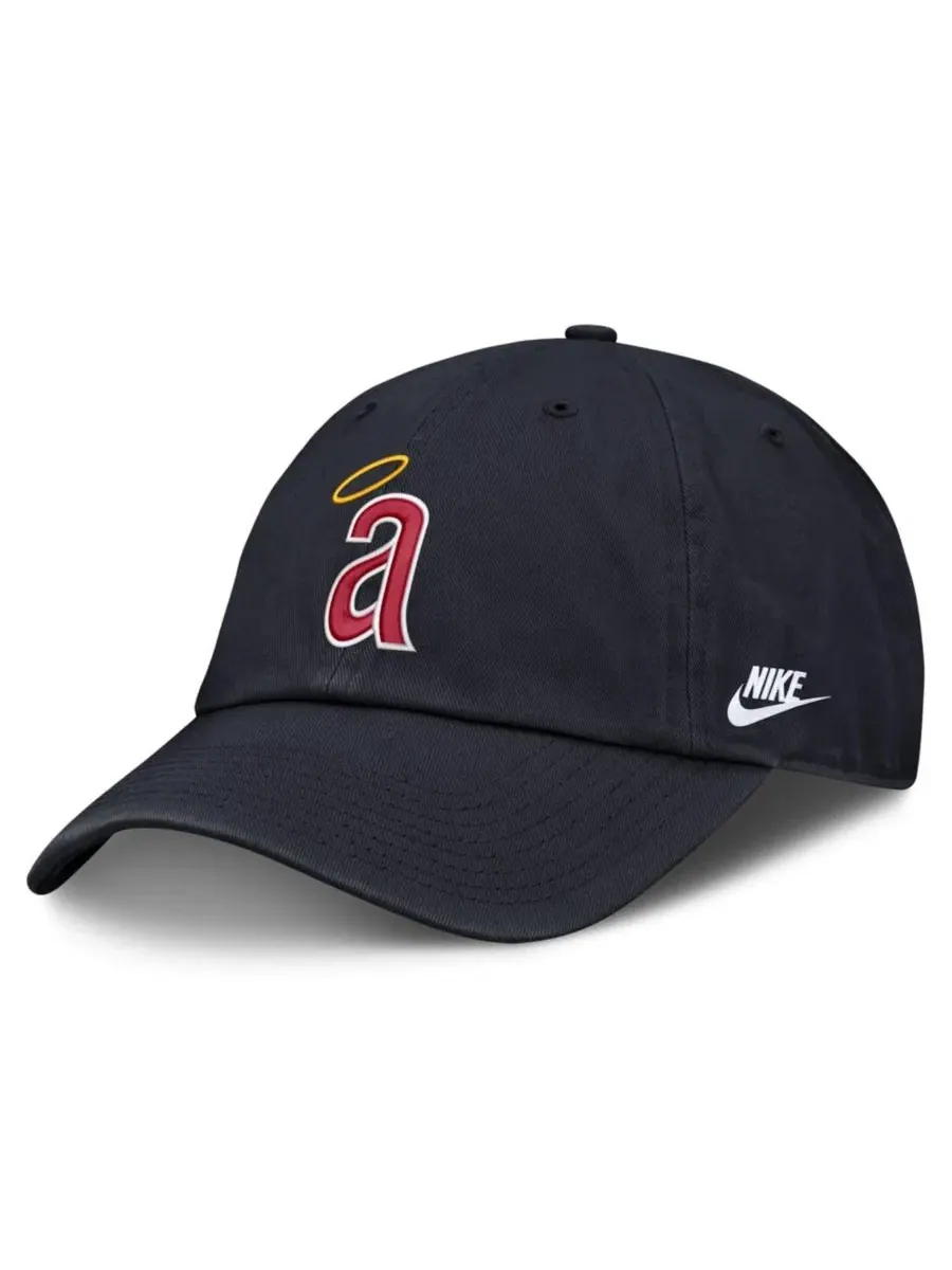 Бейсболка с козырьком, хлопковая, с вышивкой, California Angels Nike — изображение 3 из 4, темно-синий